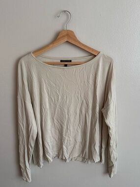 Eileen Fisher Light Cream Long-Sleeve Boatneck Top